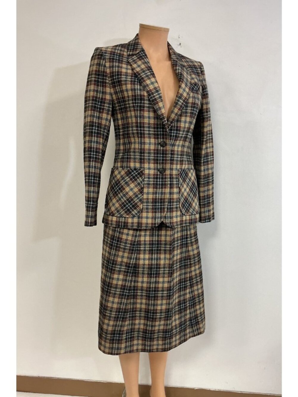 Vintage Pendleton Wool Skirt Suit 2 Piece Set Executive Womens 7-8